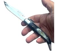 ADCSHOP Coltello TEJA Vera corno - 21,50 cm - lama in acciaio 3Cr13Mov da 9,50 cm - manico in legno di stamina nera a 12,00 cm - peso 69,00 g - Portabilità e utilizzo quotidiano