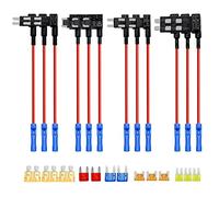 Add-a-Circuit - Adattatori per fusibili da 12 V Piggyback per auto, con 4 tipi di fusibili micro2, mini a basso profilo, mini, standard, 5/15 Amp lama fusibile kit per automobili, barche, set da 12