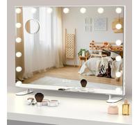 ADDCOLOR Hollywood Specchio Trucco con Luci, Specchio Tavolo con USB Porta di Ricarica, 17 Lampadine LED e 3 Modalità Illuminazione Regolabile Specchio Parete (80 * 19 * 63cm)