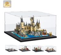 Addensato Teca Plexiglass Acrilico Vetrina Espositiva per Lego 76419 Castello e parco di Hogwarts per 10315 75402 60472 Collezionismo, Vetrinetta Trasparente Scatola con Led, Interno Nero 40x30x25cm
