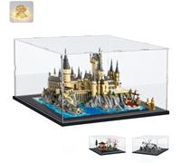 Addensato Teca Plexiglass Acrilico Vetrina Espositiva per Lego 76419 Castello Parco Hogwarts per 10315 Giardino Tranquillo 42158 21060, Vetrinetta Trasparente Scatola con Led, Nero Interno 40x30x25cm