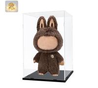 Addensato Vetrina Espositiva Teca Plexiglass Acrilico per Labubu Pop Mart Zimomo I FOUND YOU Angel in Clouds Peluche Collezionismo, Vetrina Trasparente con Base in Legno &Luce, Interno Nero 35x30x60cm