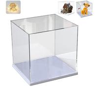 Addensato Vetrina Espositiva Teca Plexiglass Acrilico per Lego 21341 43247 per Calcio Pallacanestro Collezionismo, Vetrina Trasparente Scatola con Base in Legno-plastica, Interno Bianco 30x30x30cm