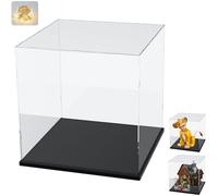 Addensato Vetrina Espositiva Teca Plexiglass Acrilico per Lego 21341 43247 per Calcio Pallacanestro Collezionismo, Vetrina Trasparente Scatola con Base in Legno-plastica, Interno Nero 30x30x30cm
