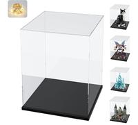 Addensato Vetrina Espositiva Teca Plexiglass Acrilico per Lego 21349 71834 76453 43244 Collezionismo, Vetrina Trasparente Scatola con Base in Legno-plastica & Luce di Stringa, Interno Nero 30x30x40cm