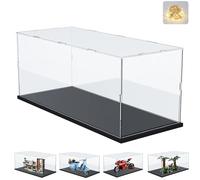 Addensato Vetrina Espositiva Teca Plexiglass Acrilico per Lego 31153 10298 75353 42107 Collezionismo, Vetrina Trasparente Scatola con Base in Legno-plastica & Luce di Stringa, Interno Nero 40x20x25cm