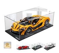 Addensato Vetrina Espositiva Teca Plexiglass Acrilico per Lego 42172 McLaren P1 42143 42096 42156 42115 Modello di auto, Trasparente Grande Scatola con Base in Legno-plastica, Interno Nero 60x30x20cm