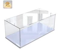 Addensato Vetrina Espositiva Teca Plexiglass Acrilico per Lego 60444 60445 42154 76966 Collezionismo, Vetrina Trasparente Scatola con Base in Legno-plastica &Luce di Stringa, Interno Bianco 50x20x20cm
