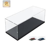 Addensato Vetrina Espositiva Teca Plexiglass Acrilico per Lego 60445 42154 60408 21334 Collezionismo, Vetrina Trasparente Scatola con Base in Legno-plastica & Luce di Stringa, Interno Nero 50x20x20cm