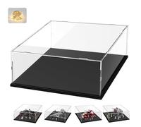 Addensato Vetrina Espositiva Teca Plexiglass Acrilico per Lego 75389 Dark Falcon 75394 75337 75354, Vetrina Trasparente Grande Scatola con Base in Legno-plastica & Led, Interno Nero 50x40x20cm