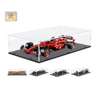Addensato Vetrina Teca Plexiglass Acrilico per Lego 42207 Ferrari SF-24 F1 Car 42206 42171 10292 FRIENDS, Vetrina Trasparente Grande Scatola con Base in Legno-plastica & Luce, Nero Interno 65x35x15cm