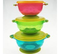 Addestramento Dei Bambini Per Mangiare Ciotola Di Plastica Per Ventosa 3 Set Di Anti-Caduta Con Coperchio Set Di Posate Per Bambini Colore Chiaro