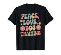 Addestratore per cani Hippie Retro Peace Love Dog Trainer anni '60 '70 Maglietta