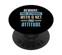Addetto Alla Piscina Con Rete E Attitudine Nuoto In Attesa PopSockets PopGrip Adesivo