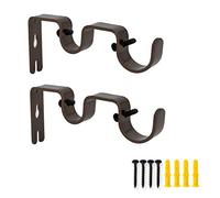 AddGrace 2 staffe per asta per tende doppie, resistenti, vintage, per aste da 2,5 cm e 1,5 cm (marrone)