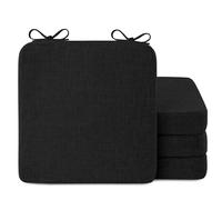 AddGrace Cuscini Quadrati per Sedie da Pranzo 4 Pezzi Cuscini Antiscivolo per Sedie da Cucina Cuscini per Sedie da Sala da Pranzo Spessi con Lacci e Copertina Rimovibile (40x40x5cm) (Nero)