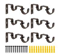 AddGrace 6 staffe per aste per tende doppie resistenti, per aste da 2,5 cm e 5/8 pollici, per soggiorno, camera da letto, marrone