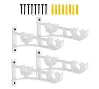 AddGrace Set di 4 staffe doppie per aste per tende per tende e finestre, colore bianco