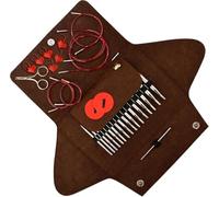 Addi Click Lace Short tip Extended Edition - Set di aghi intercambiabili con oro forbici, 5 corde rosso, calzini segna punti e Addi Addi Addi grip Pad