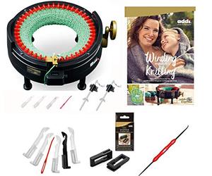 addi Kit per macchina per maglieria Express King Size versione estesa con contatore manuale include: 46 aghi, macchina per maglieria, libro di modelli, gancio rapido, aghi di ricambio, tappo