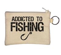 Addicted to Fishing - Portamonete con gancio per canna da pesca, colore: Beige