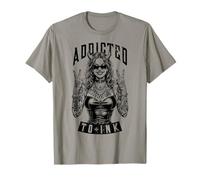Addicted To Ink Tattoo Amante Divertente Diavolo Tatuato Donna Maglietta
