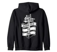 Addicted To Ink Tattoo Lover Macchina per Tatuaggi Vintage Cool Felpa con Cappuccio