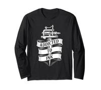 Addicted To Ink Tattoo Lover Macchina per Tatuaggi Vintage Cool Maglia a Manica