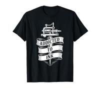 Addicted To Ink Tattoo Lover Macchina per Tatuaggi Vintage Cool Maglietta