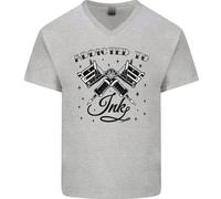 Addicted To Ink Tatuatore Tats Maglietta In Cotone A V Per Uomo