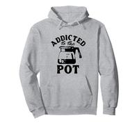 Addicted To The Pot Coffee Lover Caffeine Barista Funny Mens Felpa con Cappuccio