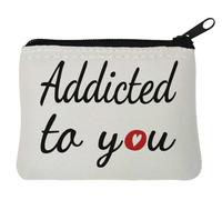 Addicted to You - Portamonete in neoprene con cuore di San Valentino, 10 x 11 cm, colore: Bianco, bianco, Taglia unica