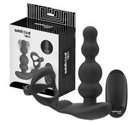 Addicted Toys - anello fallico con plug anale rotante (nero)