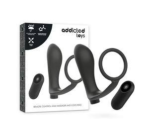 ADDICTED TOYS ANILLA PENE CON PLUG ANAL CONTROL REMOTO NEGRO RECARGABLE
