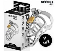 Addicted toys locked - gabbia per pene con serratura in argento taglia m