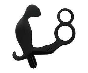 ADDICTED TOYS PLUG ANAL CON ANILLA DOBLE PENE Y TESTICULOS NEGRO