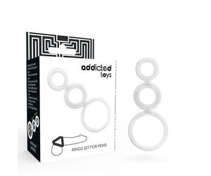 ADDICTED TOYS SET ANILLOS PENE Y TESTICULOS CLEAR
