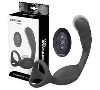 Addicted Toys - vibratore anale con anello fallico e per testicoli (nero)