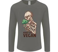 Addicted Vegan Skeleton Che Mangia Verdure Uomo Manica Lunga T-Shirt