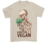 Addicted Vegan Skeleton Che Mangia Verdure Uomo T-Shirt 100% Cotone