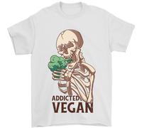 Addicted Vegan Skeleton Che Mangia Verdure Uomo T-Shirt 100% Cotone
