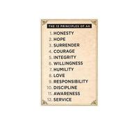 Addiction Recovery Poster Sobriety Principles Daily Affirmations Journey Inspirational Wall-Art For Sober Living Home Bedroom Office(Framed,12x18inch(30x45cm))