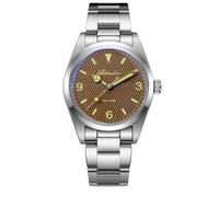 ADDIESDIVE 36 MM Orologio Uomo Vintage Quadrante Marrone Waffle VH Sweep Secondo Movimento Luminoso 100 M Impermeabile Semplice Orologi Maschili