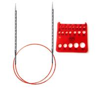 addiNovel (alias Rocket 2 Squared) Ferri circolari ergonomici con cordino rosso e calibro ago 40 pollici (100 cm) US 10,5 (6,5 mm)