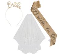 Addio al Nubilato Gadget, Bride to Be Decorazione Fascia e Velo da Sposa Accessori per Addio al Nubilato Sposa, Sash, Velo, Tiara, Team Bride to Be Decorazione 3 Pack Fascia Accessori Kit