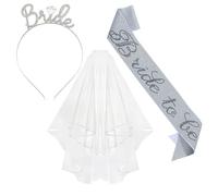 Addio al Nubilato Gadget, Bride to Be Decorazione Fascia e Velo da Sposa Accessori per Addio al Nubilato Sposa, Sash, Velo, Tiara, Team Bride to Be Decorazione 3 Pack Fascia Accessori Kit