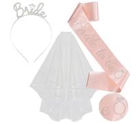 Addio al Nubilato Gadget, Bride to Be Decorazione Fascia e Velo da Sposa Accessori per Addio al Nubilato Sposa, Sash, Velo, Tiara, Team Bride to Be Decorazione 3 Pack Fascia Accessori Kit