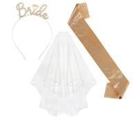 Addio al Nubilato Gadget, Bride to Be Decorazione Fascia e Velo da Sposa Accessori per Addio al Nubilato Sposa, Sash, Velo, Tiara, Team Bride to Be Decorazione 3 Pack Fascia Accessori Kit