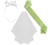 Addio al Nubilato Gadget, Bride to Be Decorazione Fascia e Velo da Sposa Accessori per Addio al Nubilato Sposa, Sash, Velo, Tiara, Team Bride to Be Decorazione 3 Pack Fascia Accessori Kit