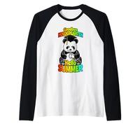 Addio Kindergarten Hello Summer Funny Happy Panda Bear Maglia con Maniche Raglan